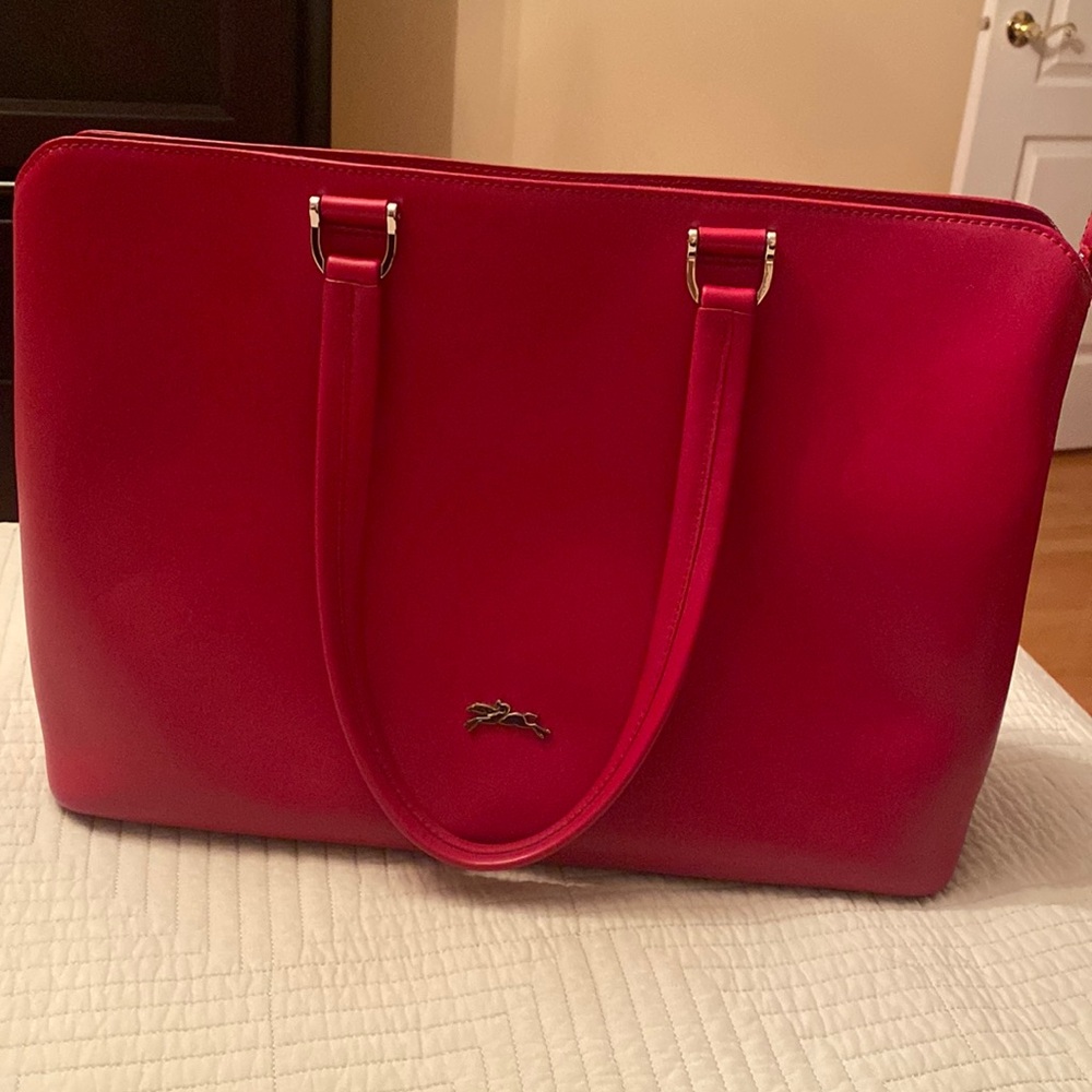 LONGCHAMP HONORÉ 404 leather tote in ruby.